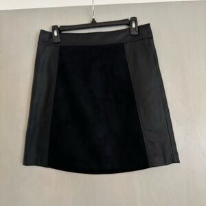 LOFT Leather and Suede Black Skirt